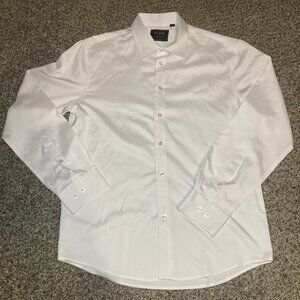 FLEX Luxury Collection Men's Size M Long Sleeve Button Shirt Satin White